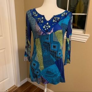 Venus rhinestone blue top size small
